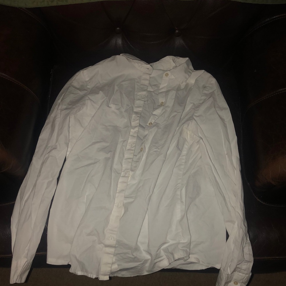 White button up long sleeve shirt, women’s Medium